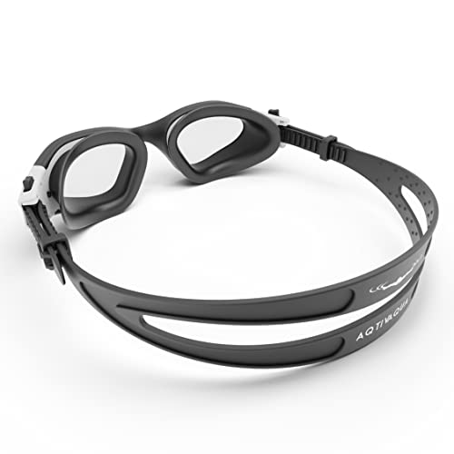 AqtivAqua DX Gafas Natación de Amplio Rango de Visión DX // Entrenamientos de natación - Mar abierto // Línea para interiores - exteriores (Blanco, Claro)