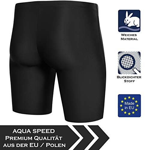 Aqua Speed Bañador Largo para Hombre | bañador Jammer hasta la Rodilla | Resistente al Cloro | protección UV | Negro | L