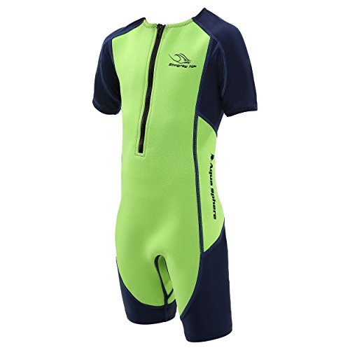 Aqua Sphere Stingray HP Traje de Baño de Neopreno de Manga Corta, Niños, Verde (Green/Navy), 4 Años