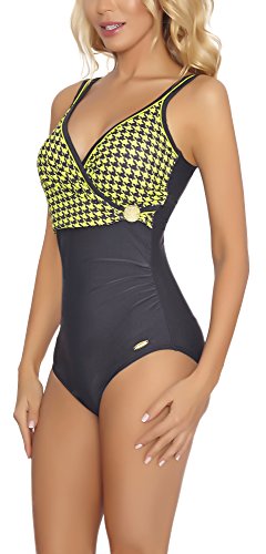 aQuarilla Trajes de Baño 1 Pieza Bañadores Ropa Playa Mujer C1R1C1S (Grafito/Verde, 48)