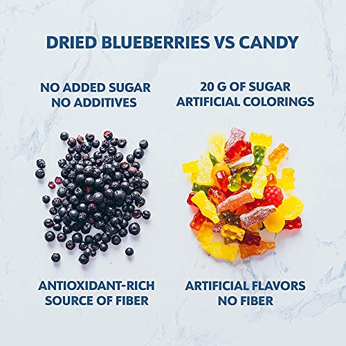 Arándanos Secos Orgánicos Silvestres LOOV, sin azúcar añadido, sin aceite añadido, 113 g, arándanos silvestres liofilizados de bosques nórdicos, 100% fruta entera, no OMG, frutas secas sin azúcar