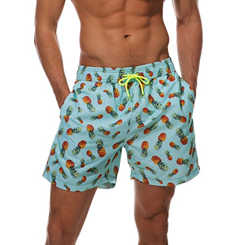 Arcweg Bañador Hombre Chico Playa Poliéster Pantalon Corto Hombre Deporte Secado Rápido Bañadores Natacion Ligero Moda Shorts Piña L(EU)