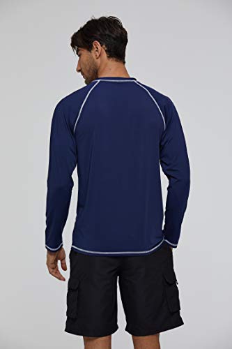 Arcweg Camiseta Deportivas Hombres Rash Guard con Filtro de Protección UPF 50＋Mangas Largas Alta Elasticidad Secado Rápido Surf Natación Verano Azul Oscuro L(EU)