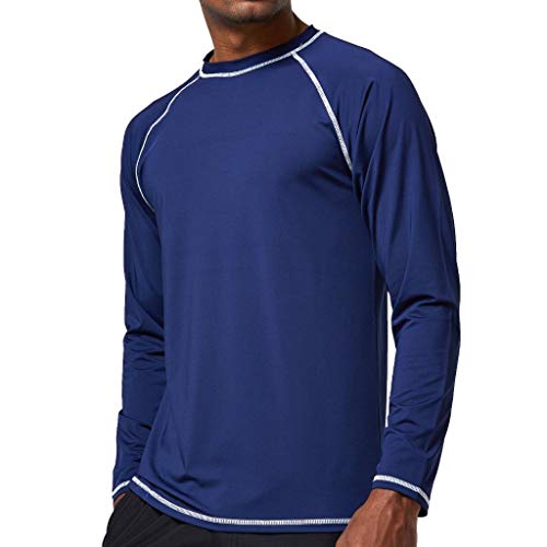 Arcweg Camiseta Deportivas Hombres Rash Guard con Filtro de Protección UPF 50＋Mangas Largas Alta Elasticidad Secado Rápido Surf Natación Verano Azul Oscuro L(EU)