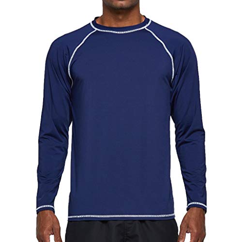 Arcweg Camiseta Deportivas Hombres Rash Guard con Filtro de Protección UPF 50＋Mangas Largas Alta Elasticidad Secado Rápido Surf Natación Verano Azul Oscuro L(EU)