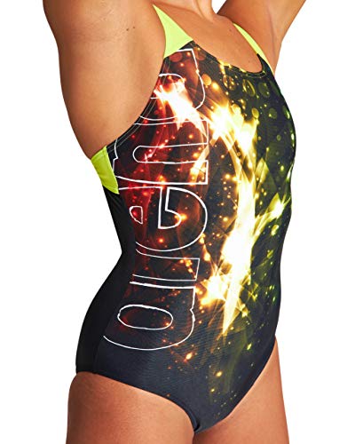 ARENA 4053 Bañador Deportivo Mujer Vibration, Black-Soft Green, 46