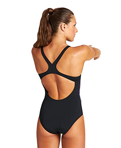 ARENA Bañador Deportivo Mujer W Spiral Vision Swim Pro Back One Piece B, Black-Black, 44