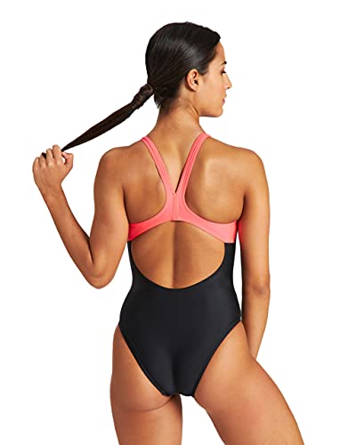 ARENA Bañador Mujer Bicolour, Black-Fluo Red, 42 (004779)