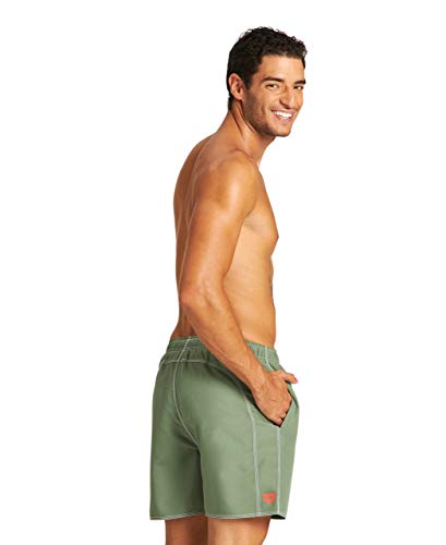 ARENA Bañador para Hombre Fundamentals Solid Boxer (Secado rápido, cordón, Material Suave), Army Floreale, XXL