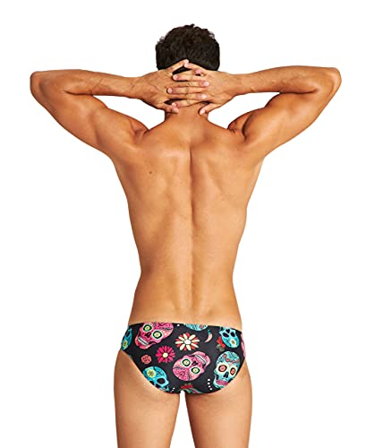 ARENA Bañador Slip Hombre Crazy Skulls Carnival, Negro Multi, M