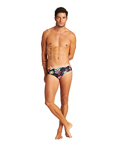 ARENA Bañador Slip Hombre Crazy Skulls Carnival, Negro Multi, M