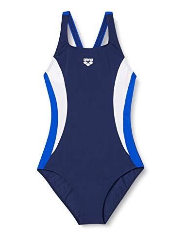 ARENA Double Side Panels Swim Pro - Bañador Deportivo para Mujer, Mujer, 003160, Navy/Neon Blue/White, 36
