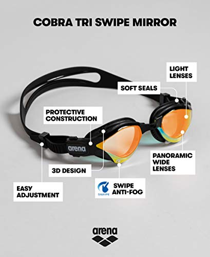 ARENA Gafas Cobra Tri Swipe Mirror Natación, Unisex Adulto, Yellow Copper, Talla Única