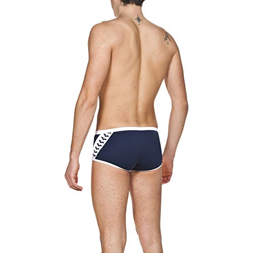 Arena M Low Waist Short Bañador Corto De Tiro Bajo Hombre Team Stripe, Navy-White, 90