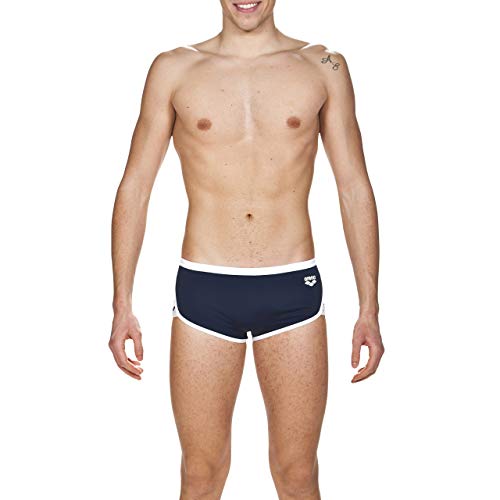 Arena M Low Waist Short Bañador Corto De Tiro Bajo Hombre Team Stripe, Navy-White, 90