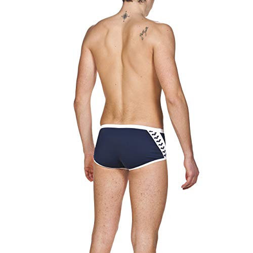 Arena M Low Waist Short Bañador Corto De Tiro Bajo Hombre Team Stripe, Navy-White, 90