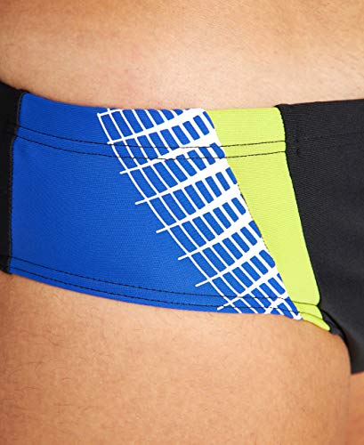 Arena M Threefold Brief, Bañador Hombre, Negro (Black/Neon Blue/Soft Green), 80