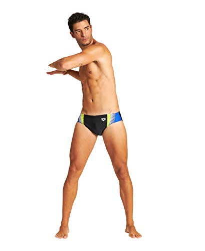 Arena M Threefold Brief, Bañador Hombre, Negro (Black/Neon Blue/Soft Green), 80