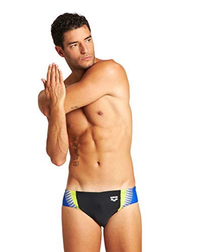 Arena M Threefold Brief, Bañador Hombre, Negro (Black/Neon Blue/Soft Green), 80