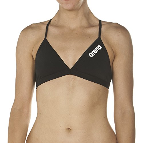 ARENA Solid Tie Back Top Braguita de Bikini, Mujer, Negro (Black/White), 36