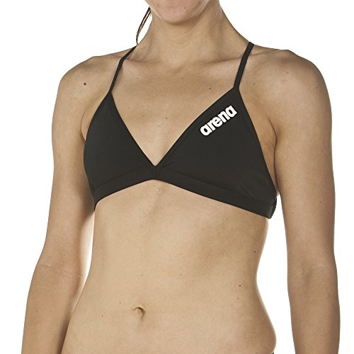 ARENA Solid Tie Back Top Braguita de Bikini, Mujer, Negro (Black/White), 36