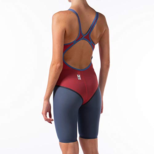 ARENA Traje de baño Powerskin Carbon Duo Top Racing de una pieza para mujer., Mujer, Emisor de interferencias, 2757, azul marino/rojo/blanco., 28