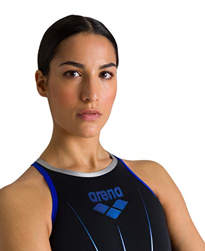 ARENA W Electric One Piece, Mujer, Black/Neon Blue/Silver, 30