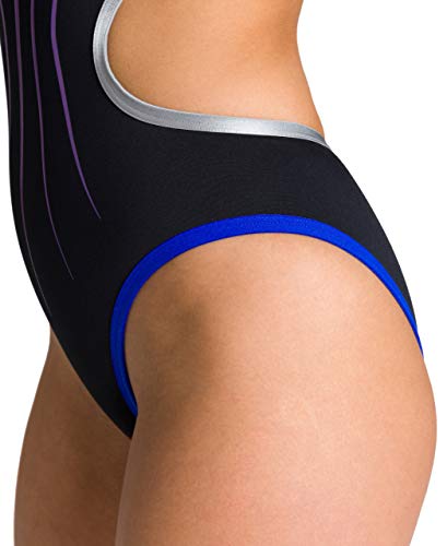 ARENA W Electric One Piece, Mujer, Black/Neon Blue/Silver, 30