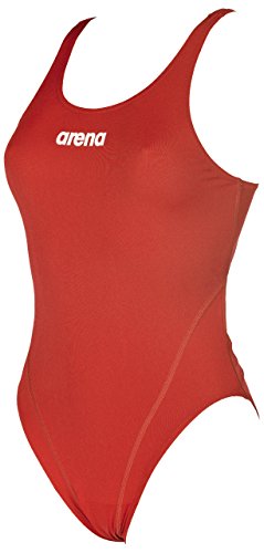ARENA W High Bañador Deportivo Mujer Solid Swim Tech Alto, Red-White, 36