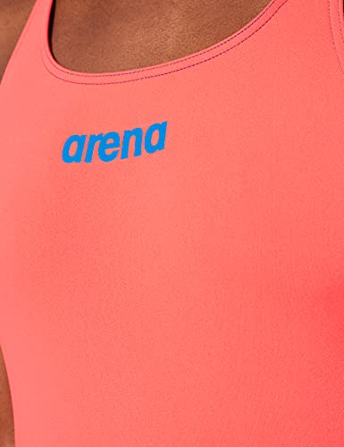 ARENA W Solid Swim Pro - Bañador Deportivo para Mujer, Color Fluo Red/Neon Blue, Talla 34