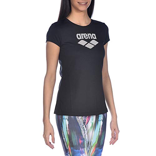 Arena W S/S Camiseta De Manga Corta Mujer Gym Logo, Black, XS