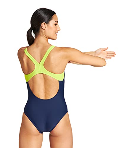 Arena W Trick Swim Pro Back One Piece, Traje de Baño Mujer, Azul (Navy/Soft Green), 38