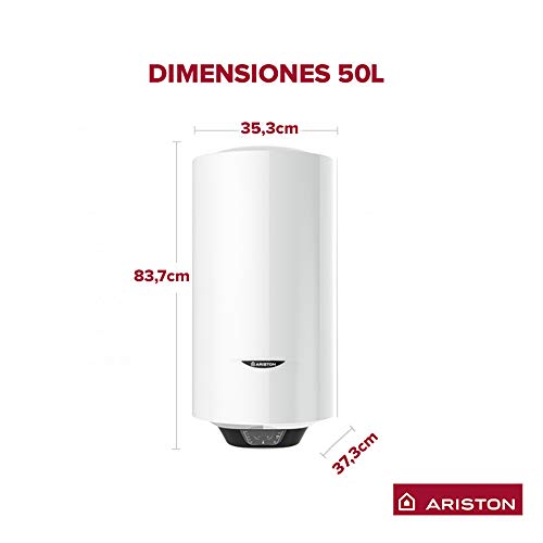 Ariston 3700509 Termo Eléctrico, 1800 W, 50 V, Slim 50 L, Fabricado para ser instalado en España