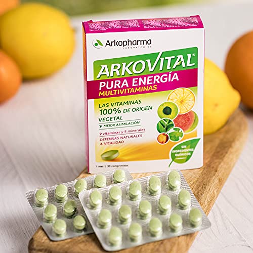 Arkopharma Arkovital Pura Energía 30 Comprimidos, Multivitamínico Defensas Naturales y Vitalidad, 9 Vitaminas Naturales y 5 Minerales, Mayor Asimilación