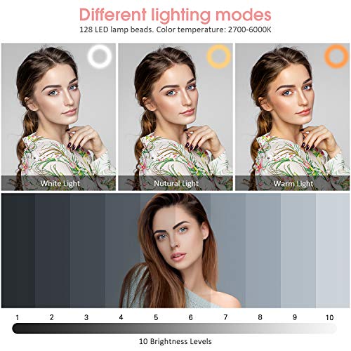 Aro de Luz Anillo de Luz HEERTTOGO Aro de Luz para Movil 3 Colores 10 Brillos Regulables con Control Remoto para Selfie Maquillaje Tiktok Youtube