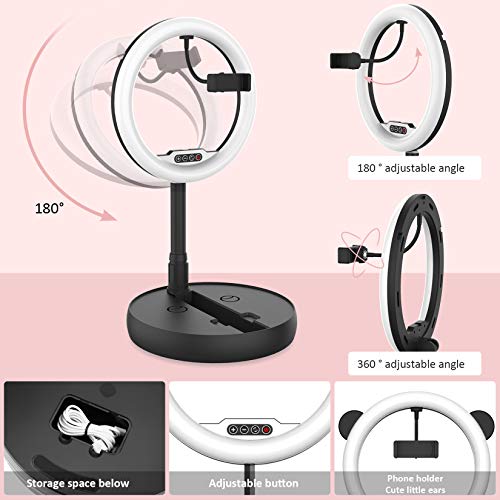 Aro de Luz Anillo de Luz HEERTTOGO Aro de Luz para Movil 3 Colores 10 Brillos Regulables con Control Remoto para Selfie Maquillaje Tiktok Youtube