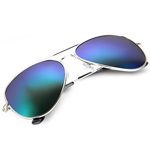 Aroncent Gafa de Sol Polarizada UV400 Lente Clásico de Resina Metal Protección de Ojos para Carreras, Viaje, Conducción, Golf, y Actividades Exteriores para Hombre Mujer Unisex (Azul)