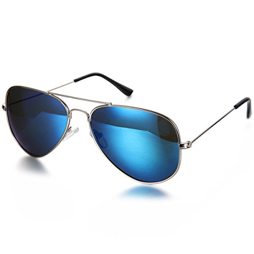 Aroncent Gafa de Sol Polarizada UV400 Lente Clásico de Resina Metal Protección de Ojos para Carreras, Viaje, Conducción, Golf, y Actividades Exteriores para Hombre Mujer Unisex (Azul)