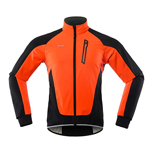 ARSUXEO Chaqueta Ciclismo Hombre Invierno Polar Térmico Softshell MTB Ropa de motorista 20B naranja M