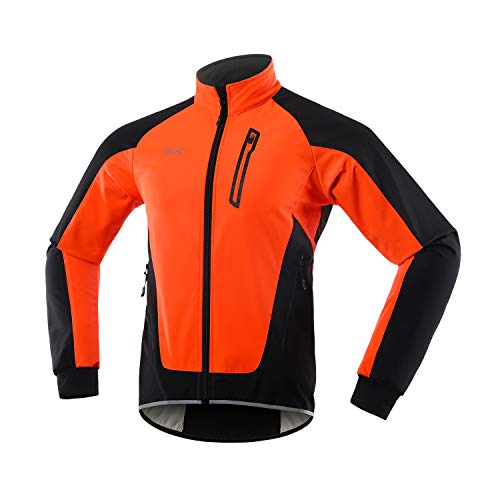 ARSUXEO Chaqueta Ciclismo Hombre Invierno Polar Térmico Softshell MTB Ropa de motorista 20B naranja M