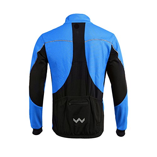 ARSUXEO Chaqueta de ciclismo Chaqueta térmica de invierno MTB para hombre Abrigo softshell para impermeable y resistente al viento 16H azul L