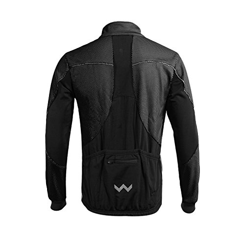 ARSUXEO Chaqueta de ciclismo Chaqueta térmica de invierno MTB para hombre Abrigo softshell para impermeable y resistente al viento 16H negro L