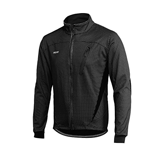 ARSUXEO Chaqueta de ciclismo Chaqueta térmica de invierno MTB para hombre Abrigo softshell para impermeable y resistente al viento 16H negro M