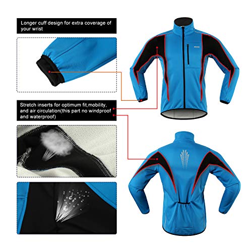 ARSUXEO de Ciclismo Chaqueta de Bicicleta Transpirable térmica de Invierno para Hombre 15K Azul XL