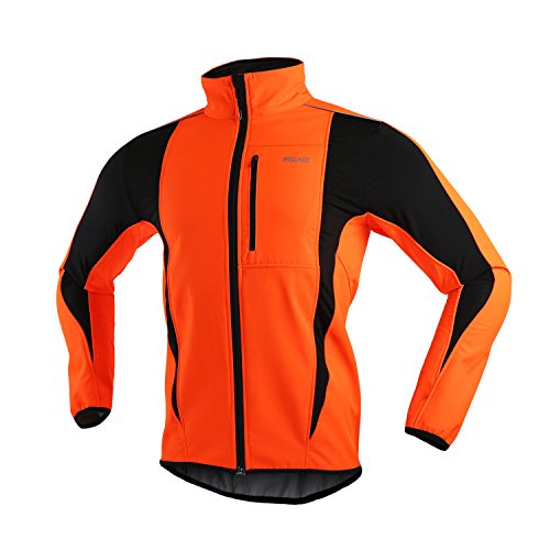 ARSUXEO de Ciclismo Chaqueta de Bicicleta Transpirable térmica de Invierno para Hombre 15K Naranja L