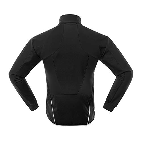 ARSUXEO Hombres Invierno Ciclismo Chaqueta Polar Softshell MTB Bike Outwear Impermeable 20B, Negro, Large
