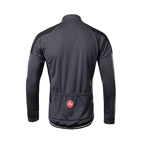 ARSUXEO Maillot de Ciclismo Jersey Hombre Manga Larga Bicicleta de Montaña Camisa Bicicleta Ropa 4 Bolsillos 6032 Gris S