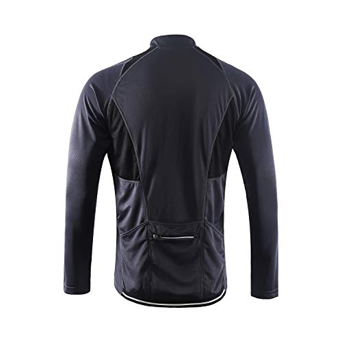 ARSUXEO Maillot de Ciclismo para Hombre Camisa Ciclista de Manga Larga con Media Cremallera 6031 Gris L