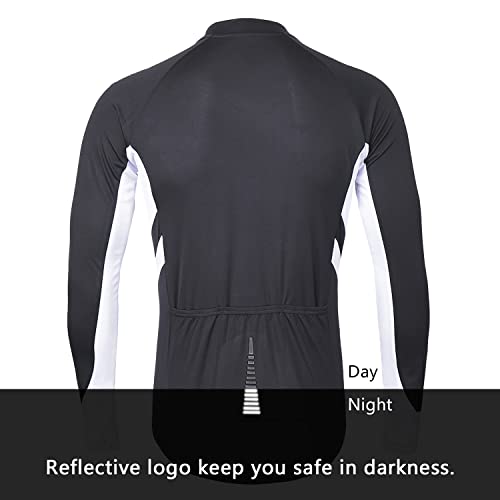 ARSUXEO Maillot de Ciclismo para Hombre Camisa de Manga Larga con Cremallera Completa y Bolsillos 6030 Gris Oscuro L