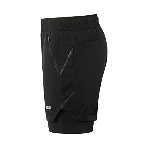 ARSUXEO Pantalones Cortos de Running para Hombre Deporte Pantalones Cortos para Correr B191 Negro L